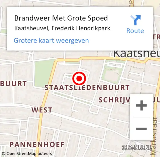 Locatie op kaart van de 112 melding: Brandweer Met Grote Spoed Naar Kaatsheuvel, Frederik Hendrikpark op 10 augustus 2022 11:52