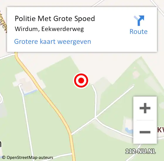 Locatie op kaart van de 112 melding: Politie Met Grote Spoed Naar Wirdum, Eekwerderweg op 10 augustus 2022 11:57