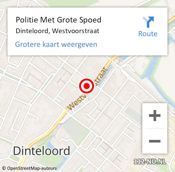 Locatie op kaart van de 112 melding: Politie Met Grote Spoed Naar Dinteloord, Westvoorstraat op 10 augustus 2022 12:32