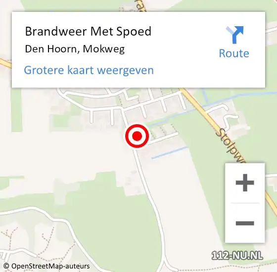 Locatie op kaart van de 112 melding: Brandweer Met Spoed Naar Den Hoorn, Mokweg op 10 augustus 2022 13:47