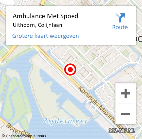 Locatie op kaart van de 112 melding: Ambulance Met Spoed Naar Uithoorn, Colijnlaan op 10 augustus 2022 13:57