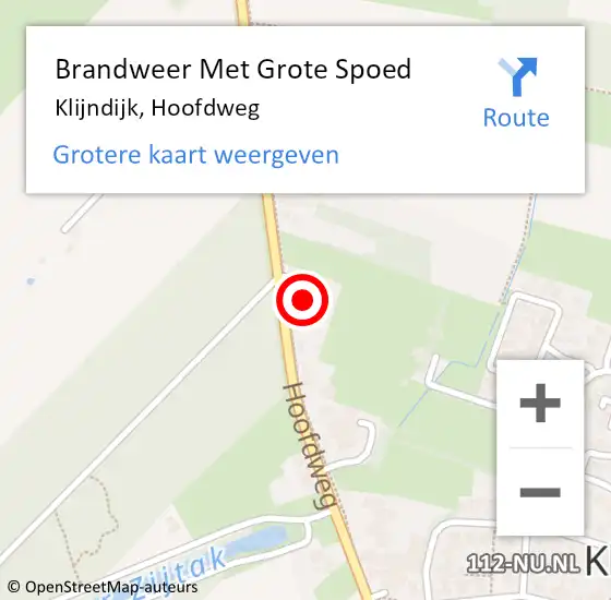 Locatie op kaart van de 112 melding: Brandweer Met Grote Spoed Naar Klijndijk, Hoofdweg op 10 augustus 2022 15:01