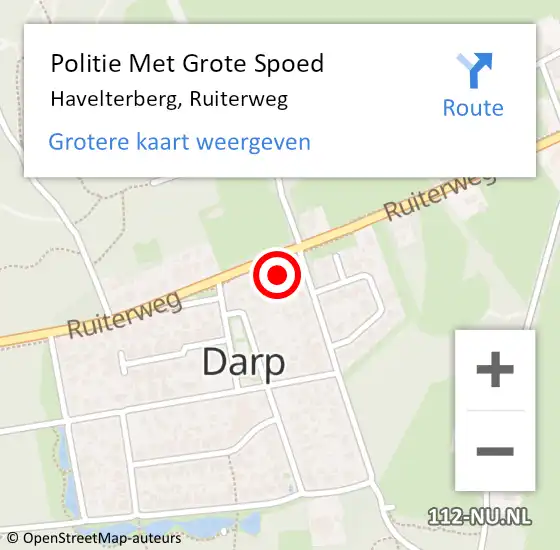 Locatie op kaart van de 112 melding: Politie Met Grote Spoed Naar Havelterberg, Ruiterweg op 10 augustus 2022 15:59