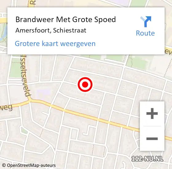Locatie op kaart van de 112 melding: Brandweer Met Grote Spoed Naar Amersfoort, Schiestraat op 10 augustus 2022 16:29