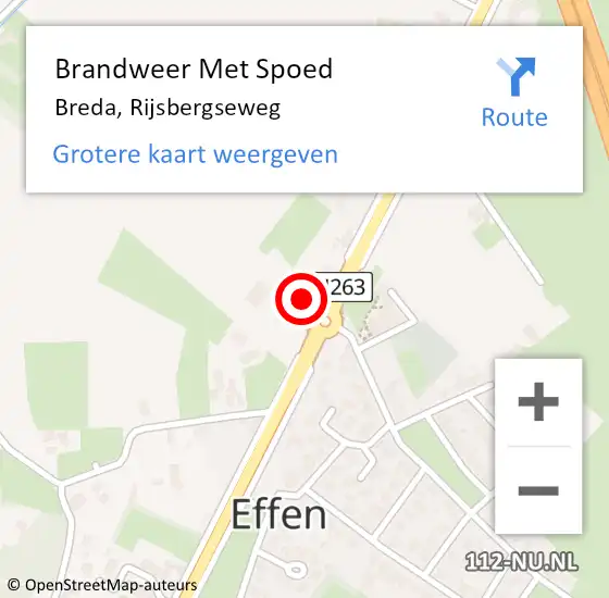 Locatie op kaart van de 112 melding: Brandweer Met Spoed Naar Breda, Rijsbergseweg op 10 augustus 2022 16:37