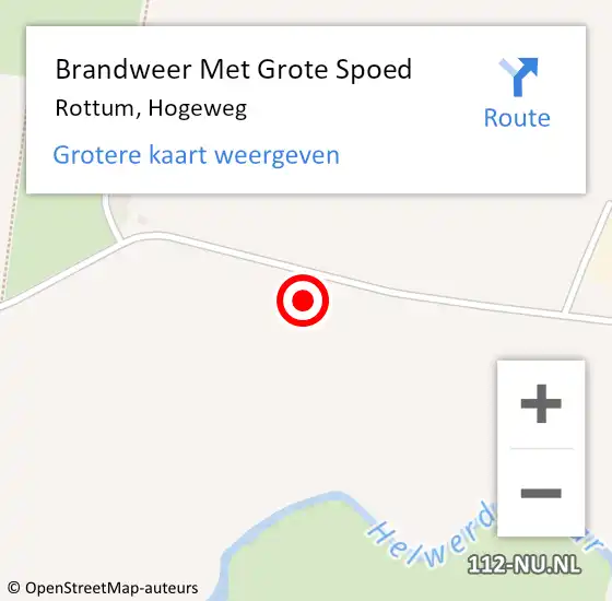Locatie op kaart van de 112 melding: Brandweer Met Grote Spoed Naar Rottum, Hogeweg op 10 augustus 2022 18:03