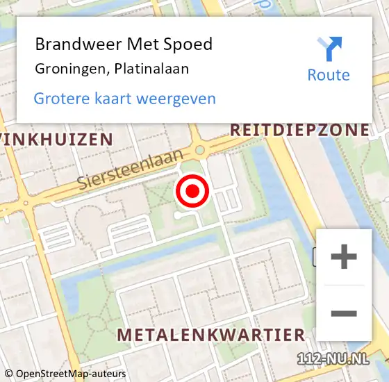 Locatie op kaart van de 112 melding: Brandweer Met Spoed Naar Groningen, Platinalaan op 10 augustus 2022 18:06