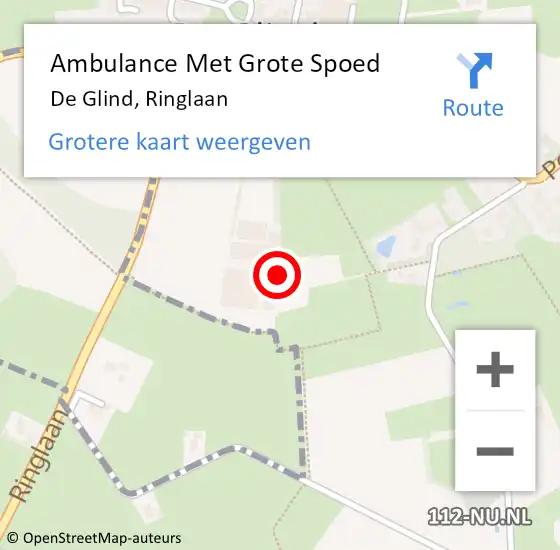 Locatie op kaart van de 112 melding: Ambulance Met Grote Spoed Naar De Glind, Ringlaan op 10 augustus 2022 18:25