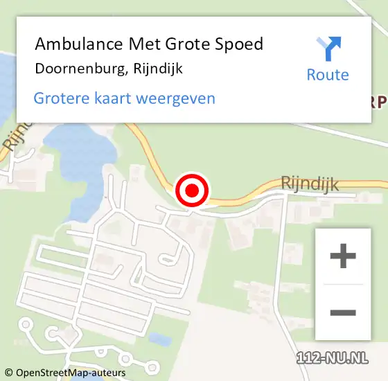 Locatie op kaart van de 112 melding: Ambulance Met Grote Spoed Naar Doornenburg, Rijndijk op 10 augustus 2022 19:02