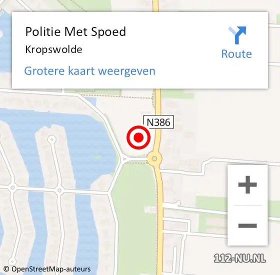Locatie op kaart van de 112 melding: Politie Met Spoed Naar Kropswolde op 10 augustus 2022 19:35