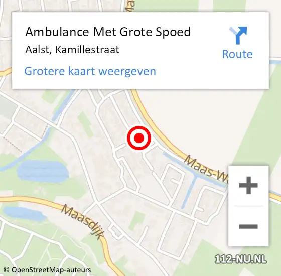 Locatie op kaart van de 112 melding: Ambulance Met Grote Spoed Naar Aalst, Kamillestraat op 10 augustus 2022 22:34