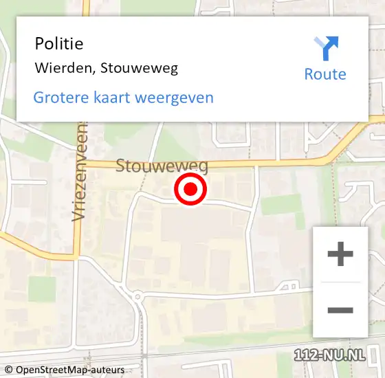 Locatie op kaart van de 112 melding: Politie Wierden, Stouweweg op 10 augustus 2022 23:24