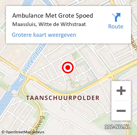 Locatie op kaart van de 112 melding: Ambulance Met Grote Spoed Naar Maassluis, Witte de Withstraat op 11 augustus 2022 01:02