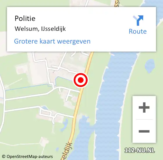 Locatie op kaart van de 112 melding: Politie Welsum, IJsseldijk op 11 augustus 2022 11:10