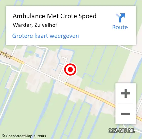 Locatie op kaart van de 112 melding: Ambulance Met Grote Spoed Naar Warder, Zuivelhof op 11 augustus 2022 11:29