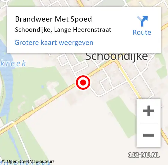 Locatie op kaart van de 112 melding: Brandweer Met Spoed Naar Schoondijke, Lange Heerenstraat op 11 augustus 2022 11:31