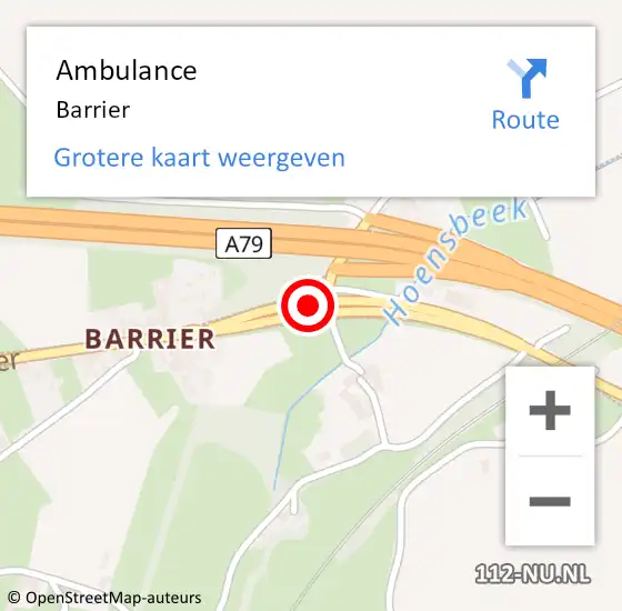Locatie op kaart van de 112 melding: Ambulance Barrier op 25 juli 2014 23:52