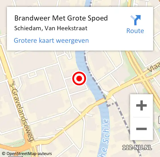 Locatie op kaart van de 112 melding: Brandweer Met Grote Spoed Naar Schiedam, Van Heekstraat op 11 augustus 2022 12:34