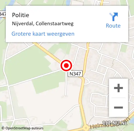 Locatie op kaart van de 112 melding: Politie Nijverdal, Collenstaartweg op 11 augustus 2022 16:41