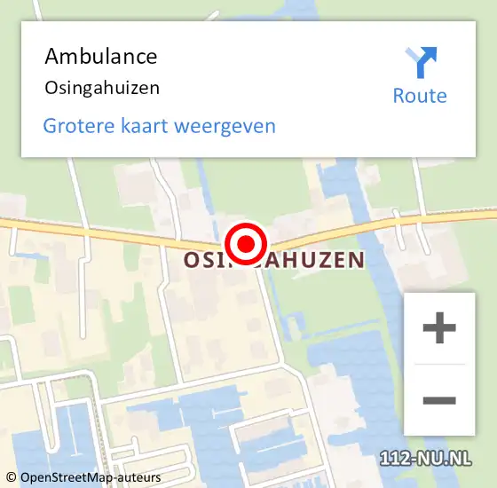 Locatie op kaart van de 112 melding: Ambulance Osingahuizen op 11 augustus 2022 20:03