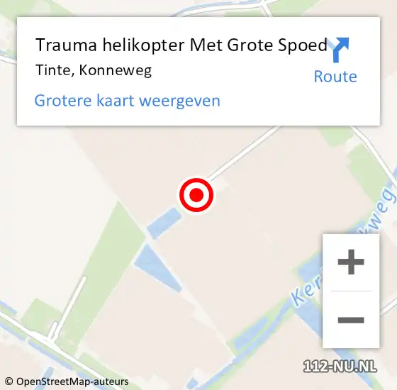 Locatie op kaart van de 112 melding: Trauma helikopter Met Grote Spoed Naar Tinte, Konneweg op 11 augustus 2022 20:14