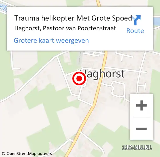 Locatie op kaart van de 112 melding: Trauma helikopter Met Grote Spoed Naar Haghorst, Pastoor van Poortenstraat op 11 augustus 2022 20:19