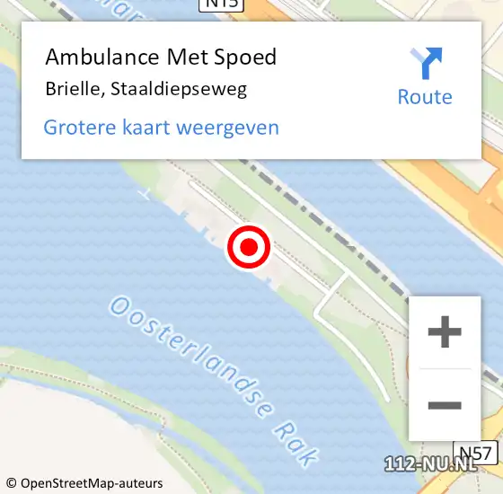 Locatie op kaart van de 112 melding: Ambulance Met Spoed Naar Brielle, Staaldiepseweg op 12 augustus 2022 01:41
