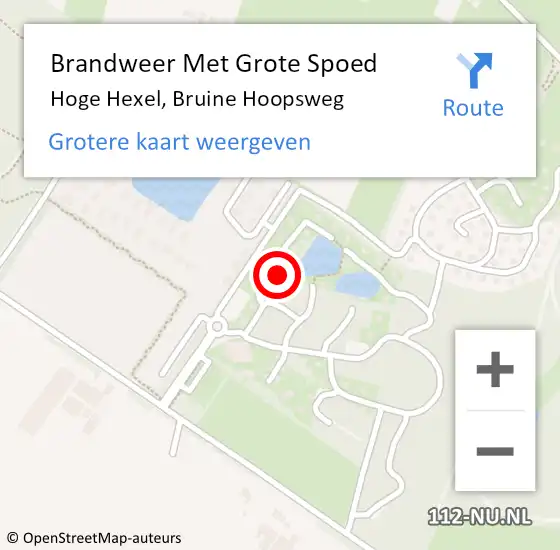 Locatie op kaart van de 112 melding: Brandweer Met Grote Spoed Naar Hoge Hexel, Bruine Hoopsweg op 12 augustus 2022 04:05