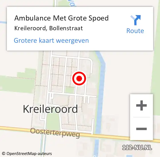 Locatie op kaart van de 112 melding: Ambulance Met Grote Spoed Naar Kreileroord, Bollenstraat op 12 augustus 2022 04:18