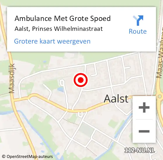 Locatie op kaart van de 112 melding: Ambulance Met Grote Spoed Naar Aalst, Prinses Wilhelminastraat op 12 augustus 2022 04:37