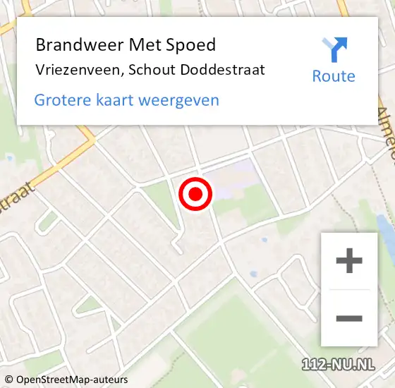 Locatie op kaart van de 112 melding: Brandweer Met Spoed Naar Vriezenveen, Schout Doddestraat op 12 augustus 2022 06:20