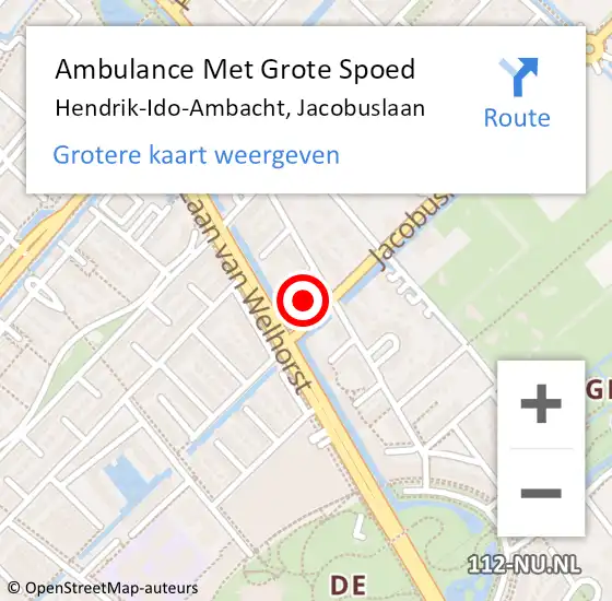 Locatie op kaart van de 112 melding: Ambulance Met Grote Spoed Naar Hendrik-Ido-Ambacht, Jacobuslaan op 12 augustus 2022 08:29