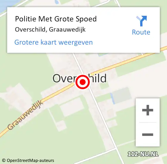 Locatie op kaart van de 112 melding: Politie Met Grote Spoed Naar Overschild, Graauwedijk op 12 augustus 2022 11:24