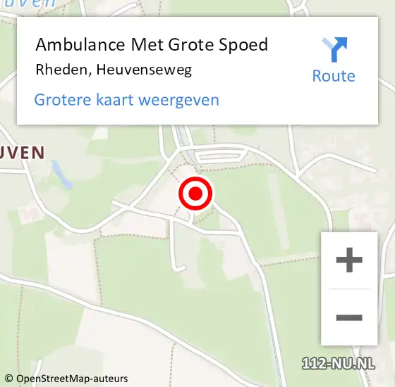 Locatie op kaart van de 112 melding: Ambulance Met Grote Spoed Naar Rheden, Heuvenseweg op 12 augustus 2022 11:35