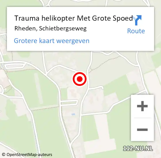 Locatie op kaart van de 112 melding: Trauma helikopter Met Grote Spoed Naar Rheden, Schietbergseweg op 12 augustus 2022 11:36
