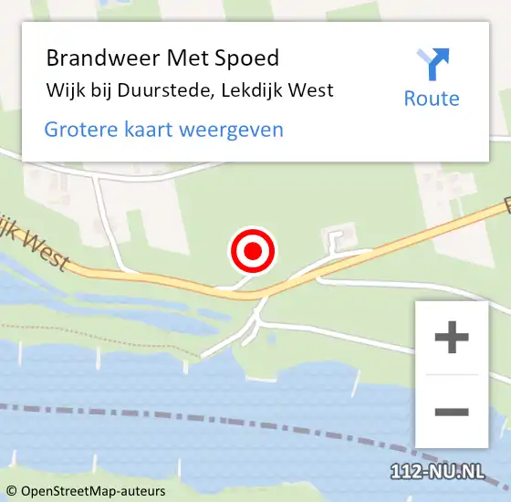 Locatie op kaart van de 112 melding: Brandweer Met Spoed Naar Wijk bij Duurstede, Lekdijk West op 12 augustus 2022 12:08