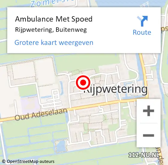 Locatie op kaart van de 112 melding: Ambulance Met Spoed Naar Rijpwetering, Buitenweg op 12 augustus 2022 12:29
