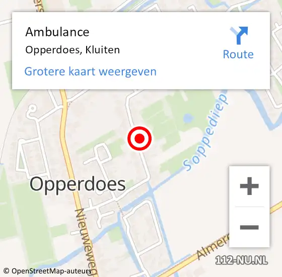 Locatie op kaart van de 112 melding: Ambulance Opperdoes, Kluiten op 12 augustus 2022 12:42