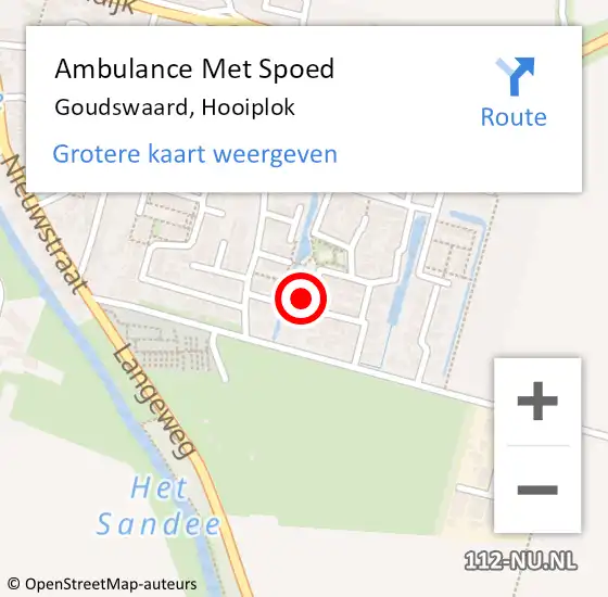 Locatie op kaart van de 112 melding: Ambulance Met Spoed Naar Goudswaard, Hooiplok op 12 augustus 2022 13:55