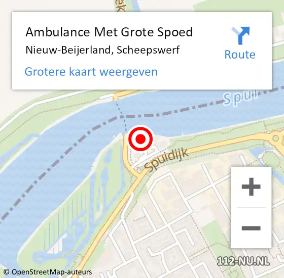 Locatie op kaart van de 112 melding: Ambulance Met Grote Spoed Naar Nieuw-Beijerland, Scheepswerf op 12 augustus 2022 15:08
