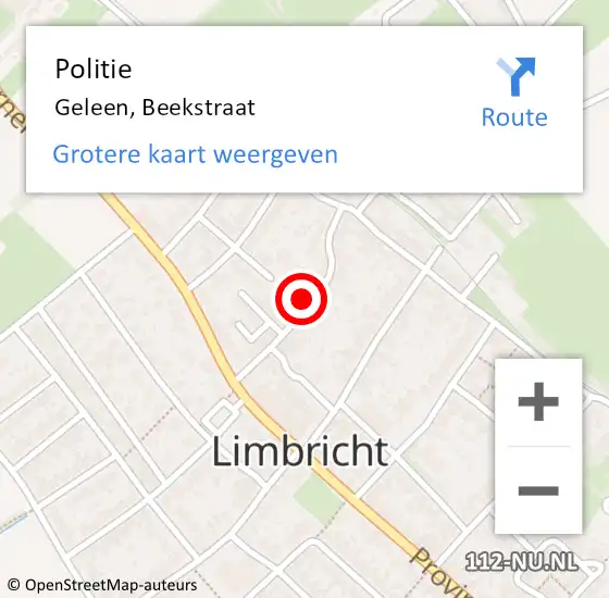 Locatie op kaart van de 112 melding: Politie Geleen, Beekstraat op 12 augustus 2022 16:29