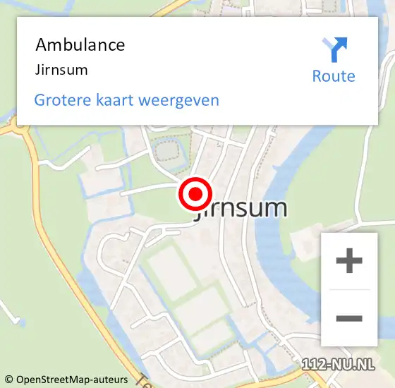 Locatie op kaart van de 112 melding: Ambulance Jirnsum op 12 augustus 2022 16:35