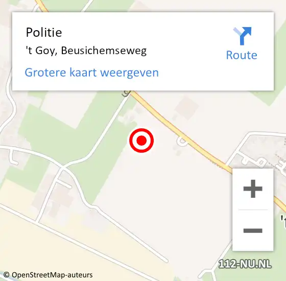 Locatie op kaart van de 112 melding: Politie 't Goy, Beusichemseweg op 12 augustus 2022 19:33