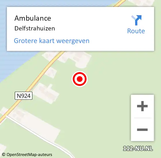 Locatie op kaart van de 112 melding: Ambulance Delfstrahuizen op 12 augustus 2022 20:06