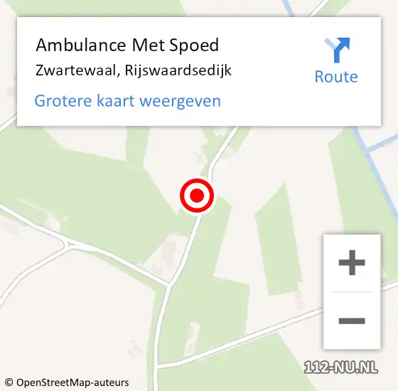 Locatie op kaart van de 112 melding: Ambulance Met Spoed Naar Zwartewaal, Rijswaardsedijk op 12 augustus 2022 20:51