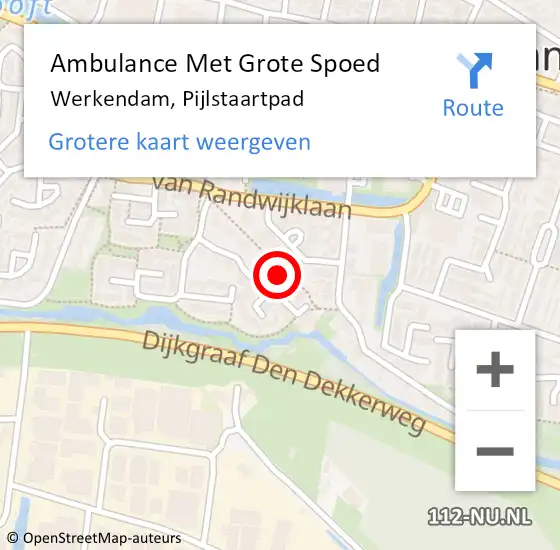 Locatie op kaart van de 112 melding: Ambulance Met Grote Spoed Naar Werkendam, Pijlstaartpad op 12 augustus 2022 21:21