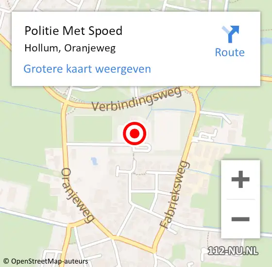 Locatie op kaart van de 112 melding: Politie Met Spoed Naar Hollum, Oranjeweg op 12 augustus 2022 21:58