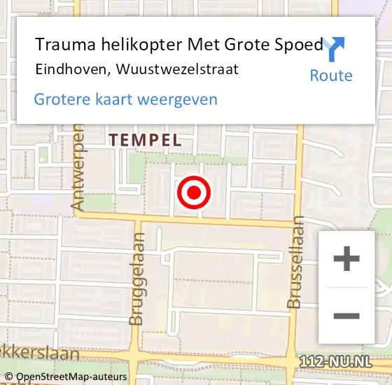 Locatie op kaart van de 112 melding: Trauma helikopter Met Grote Spoed Naar Eindhoven, Wuustwezelstraat op 12 augustus 2022 22:23