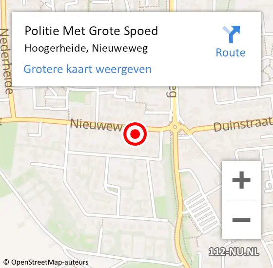 Locatie op kaart van de 112 melding: Politie Met Grote Spoed Naar Hoogerheide, Nieuweweg op 12 augustus 2022 23:20
