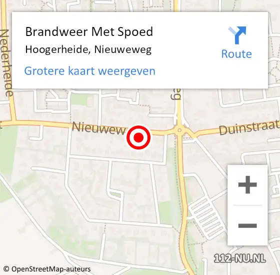 Locatie op kaart van de 112 melding: Brandweer Met Spoed Naar Hoogerheide, Nieuweweg op 12 augustus 2022 23:27